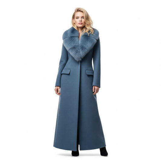 The Timeless Elegance of a Blue Winter Coat with Fur