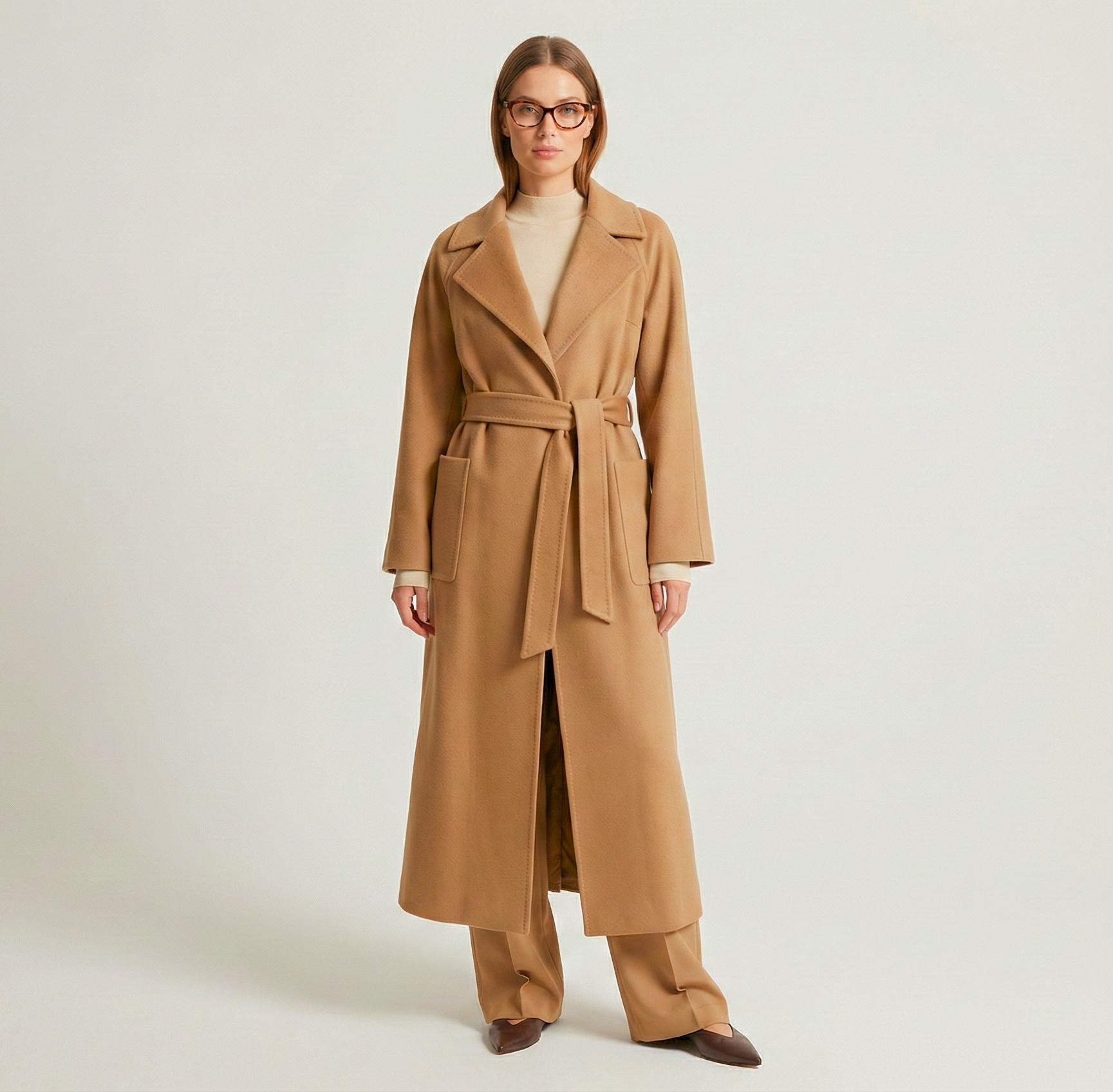 Kiyora 100% Pure Italian Cashmere Long Coat - Camel