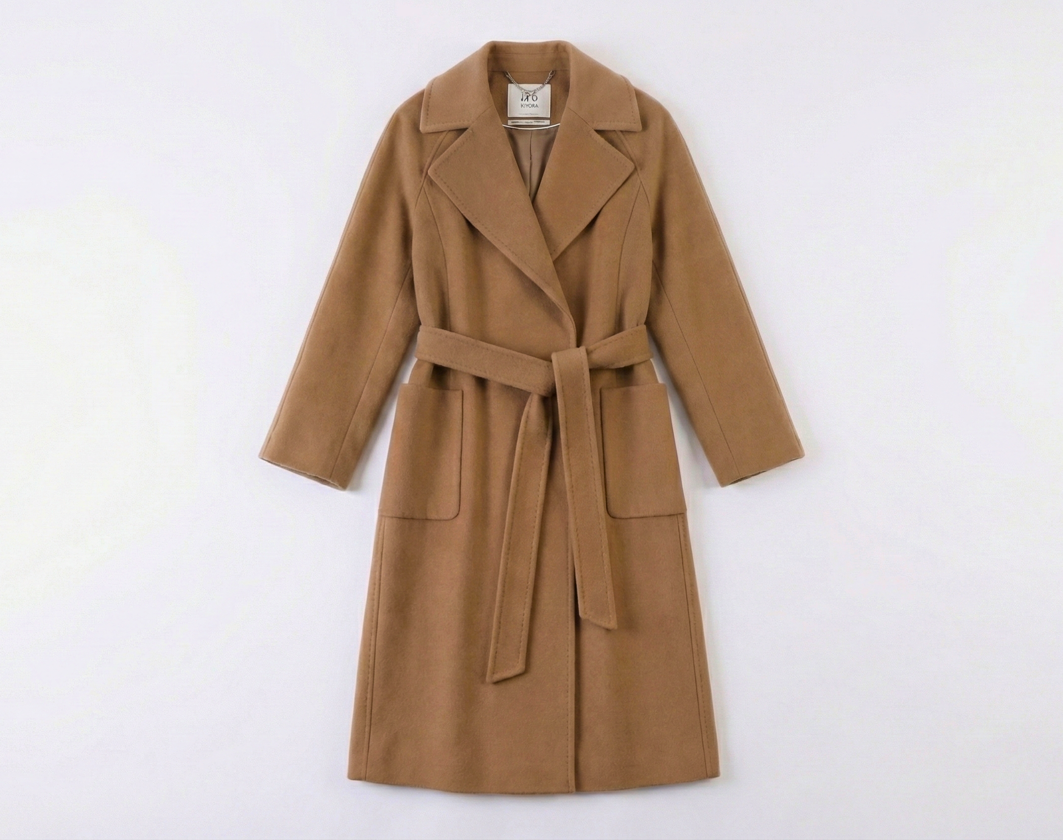 Kiyora 100% Pure Italian Cashmere Long Coat - Camel