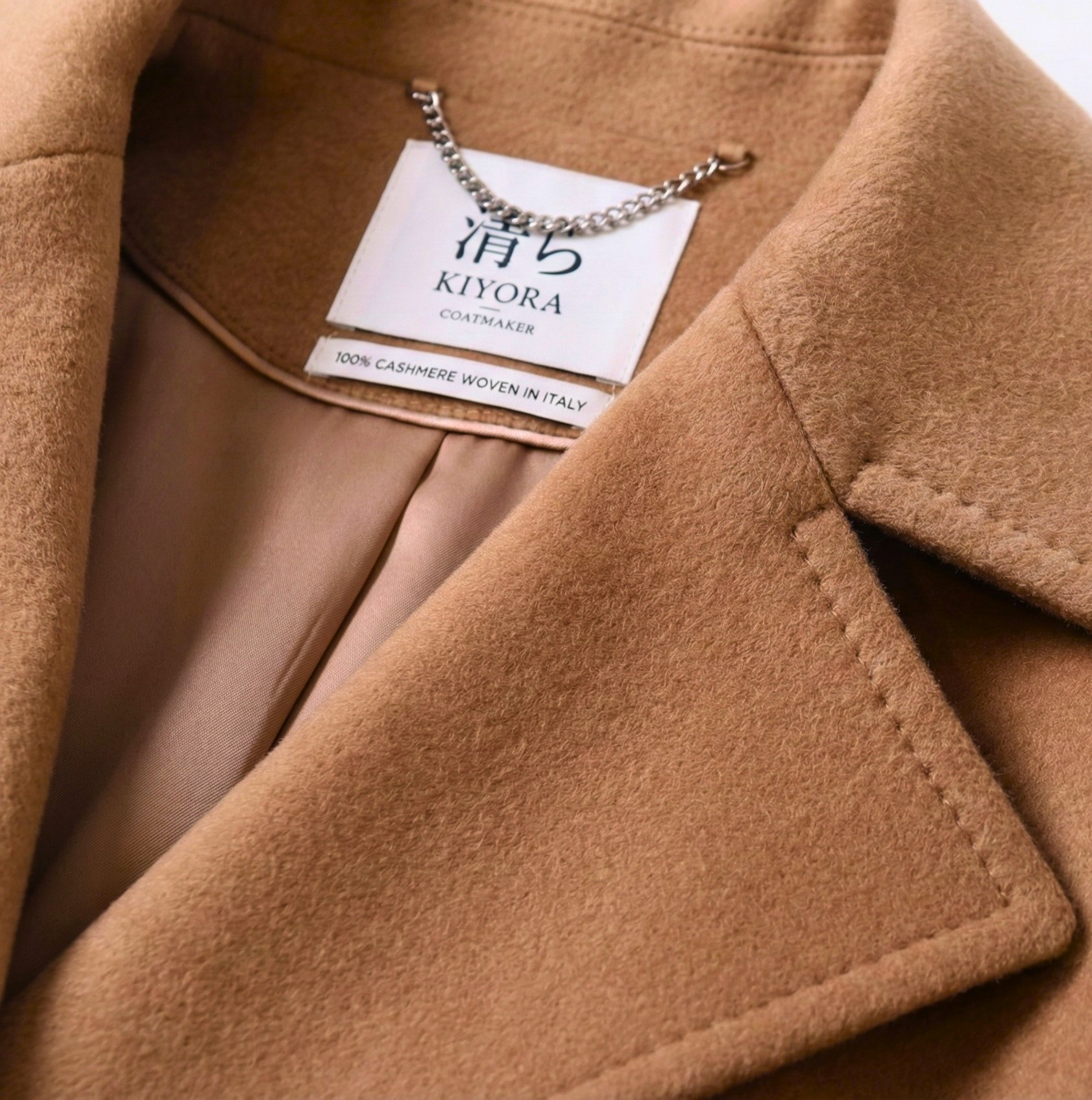 Kiyora 100% Pure Italian Cashmere Long Coat - Camel