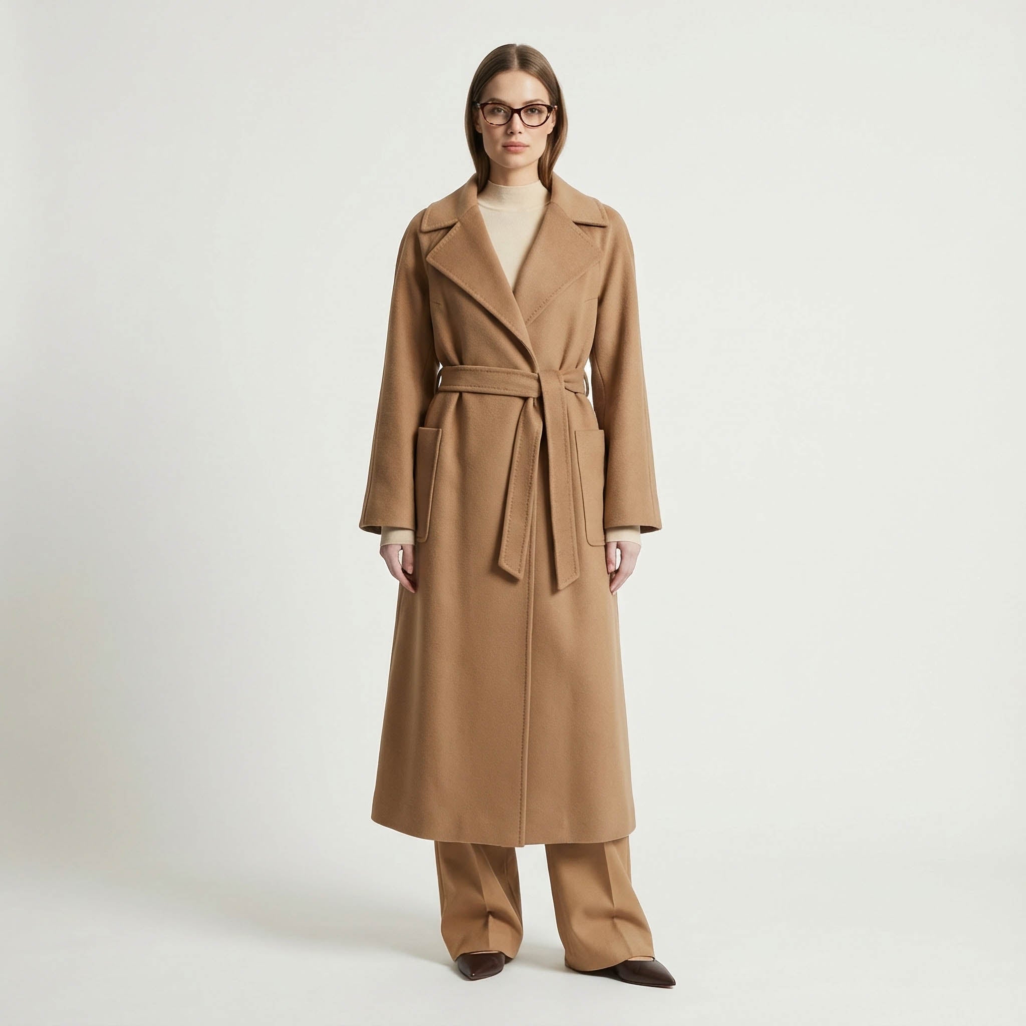 Kiyora 100% Pure Italian Cashmere Long Coat - Camel