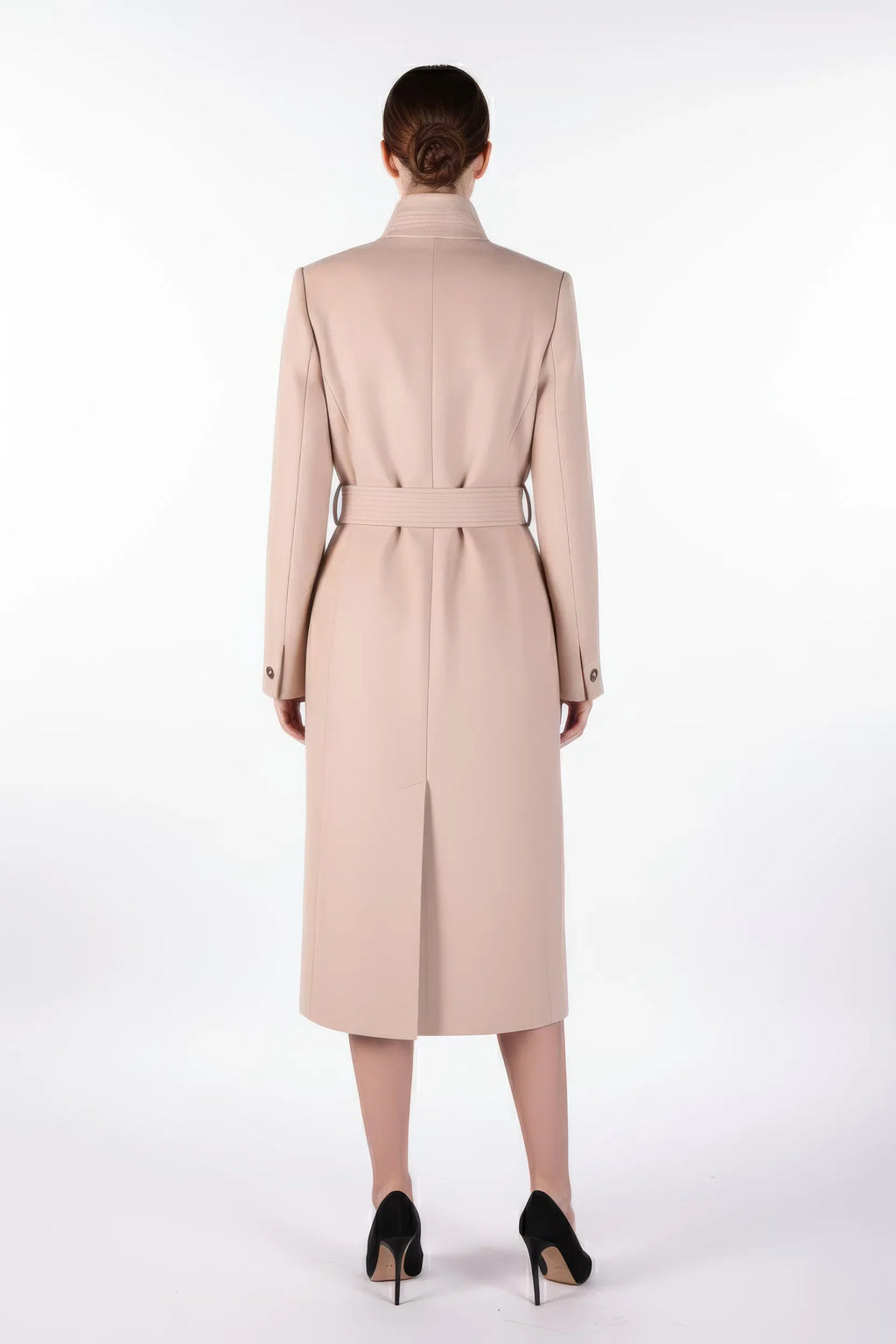 Classic Camel Wool Wrap Coat with Belt