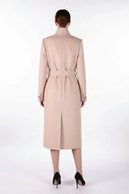 Classic Camel Wool Wrap Coat with Belt