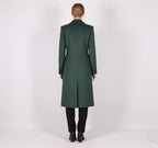 Tailored Emerald Green Double-Breasted Wool Blend Coat