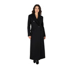 Dramatic Maxi Length Black Double-Breasted Premium Wool Coat