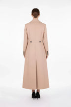 Dramatic Pleated A-Line Maxi Coat in Luxury Wool Blend