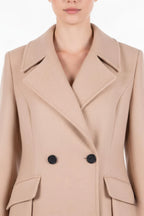 Dramatic Pleated A-Line Maxi Coat in Luxury Wool Blend