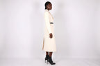 Tailored Cream Wool Blend Coat with Statement Belt