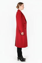 Power Shoulder Statement Red Double-Breasted Wool Blend Coat
