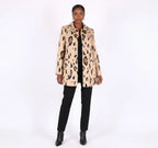 Chic Leopard Print Wool Blend Mini Coat / Structured Jacket