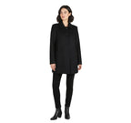 Classic Black Single-Breasted Wool Blend Car Coat / Jacket