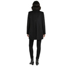 Classic Black Single-Breasted Wool Blend Car Coat / Jacket