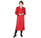 Striking Two-Tone Red Wrap Coat with Black Contrast Side Panels