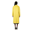 Vibrant Lemon Yellow Double-Breasted Wool Blend Statement Coat