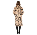 Statement Leopard Print Wool Blend Long Coat with Notch Collar