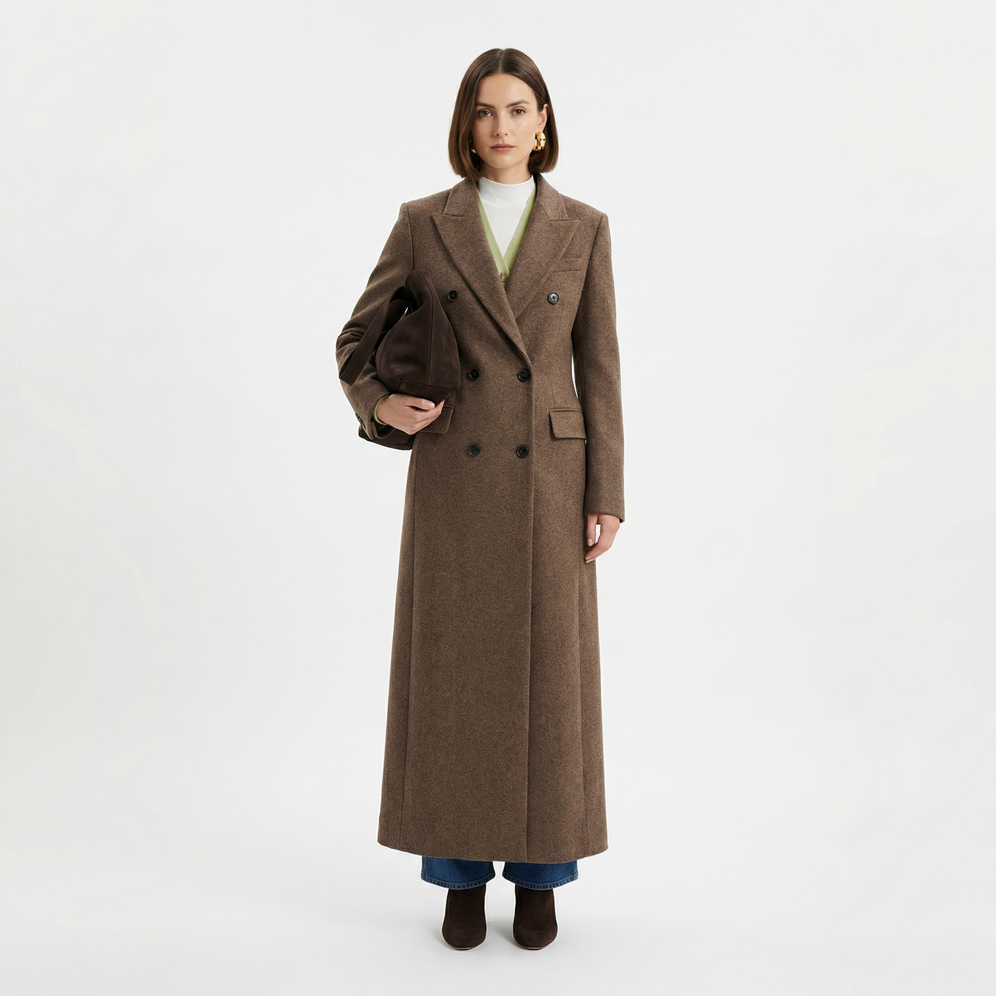 The Kensington 100% Boiled Wool Maxi Coat - Cocoa Brown