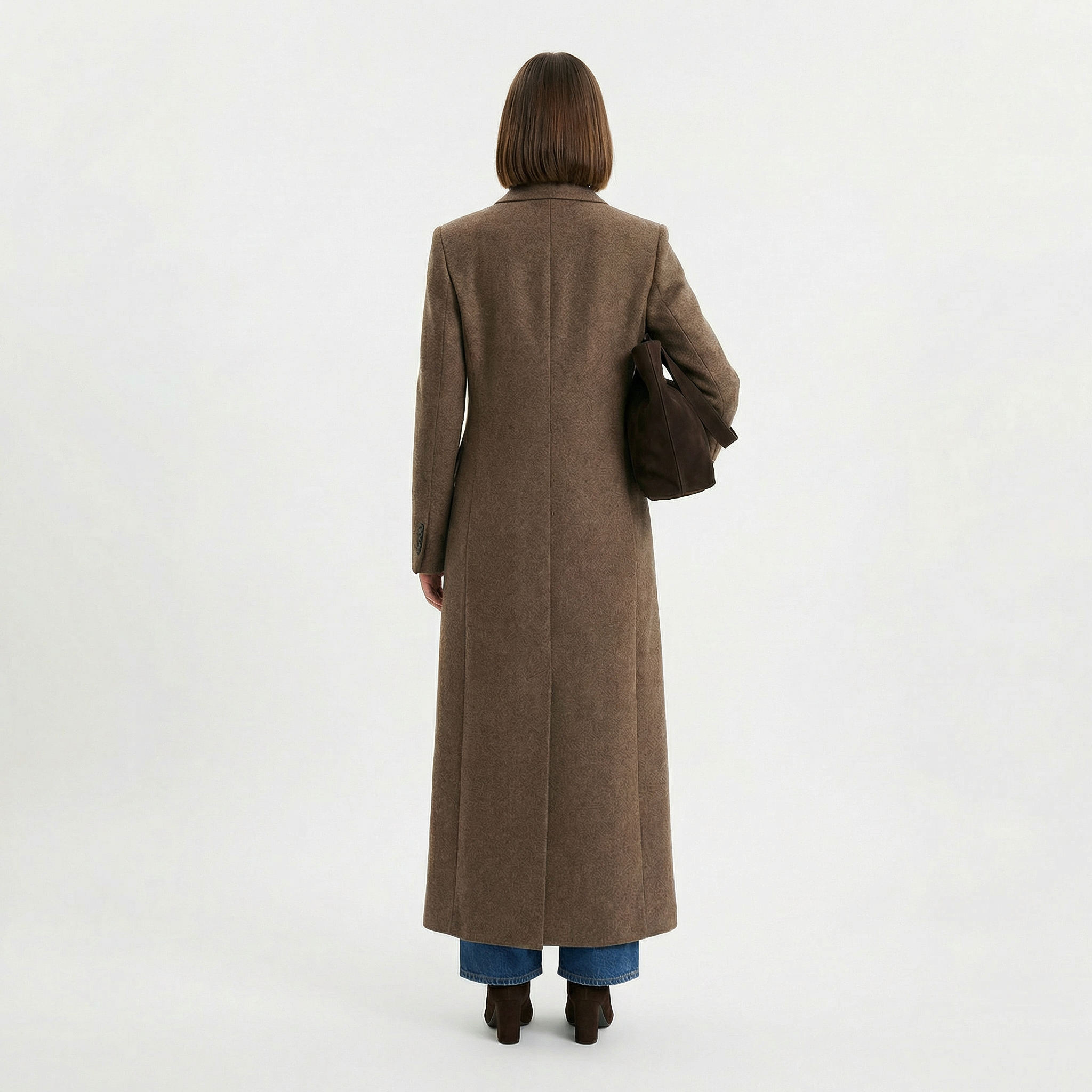 The Kensington 100% Boiled Wool Maxi Coat - Cocoa Brown