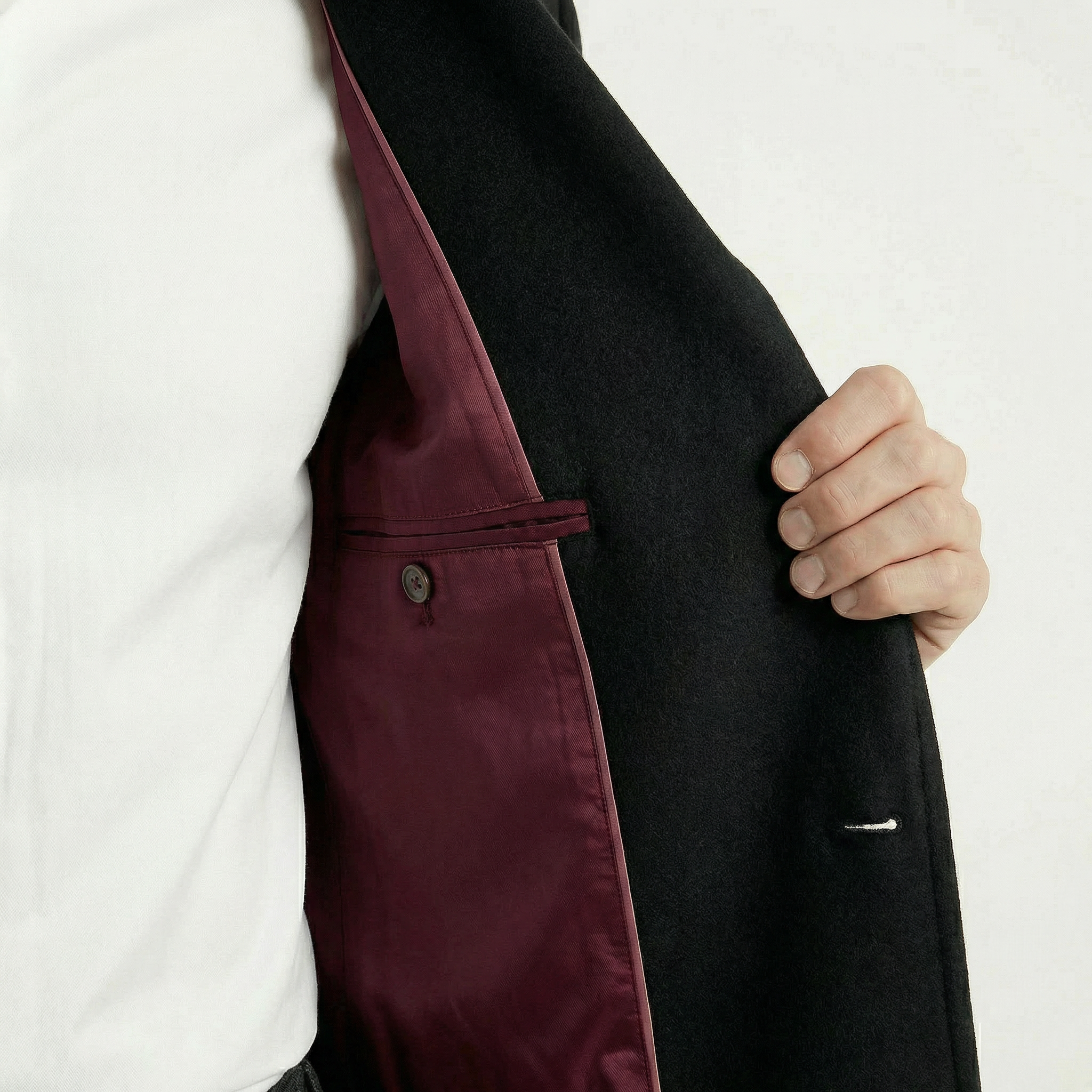 The Savile Black Belted Coat – 100% Italian Cashmere