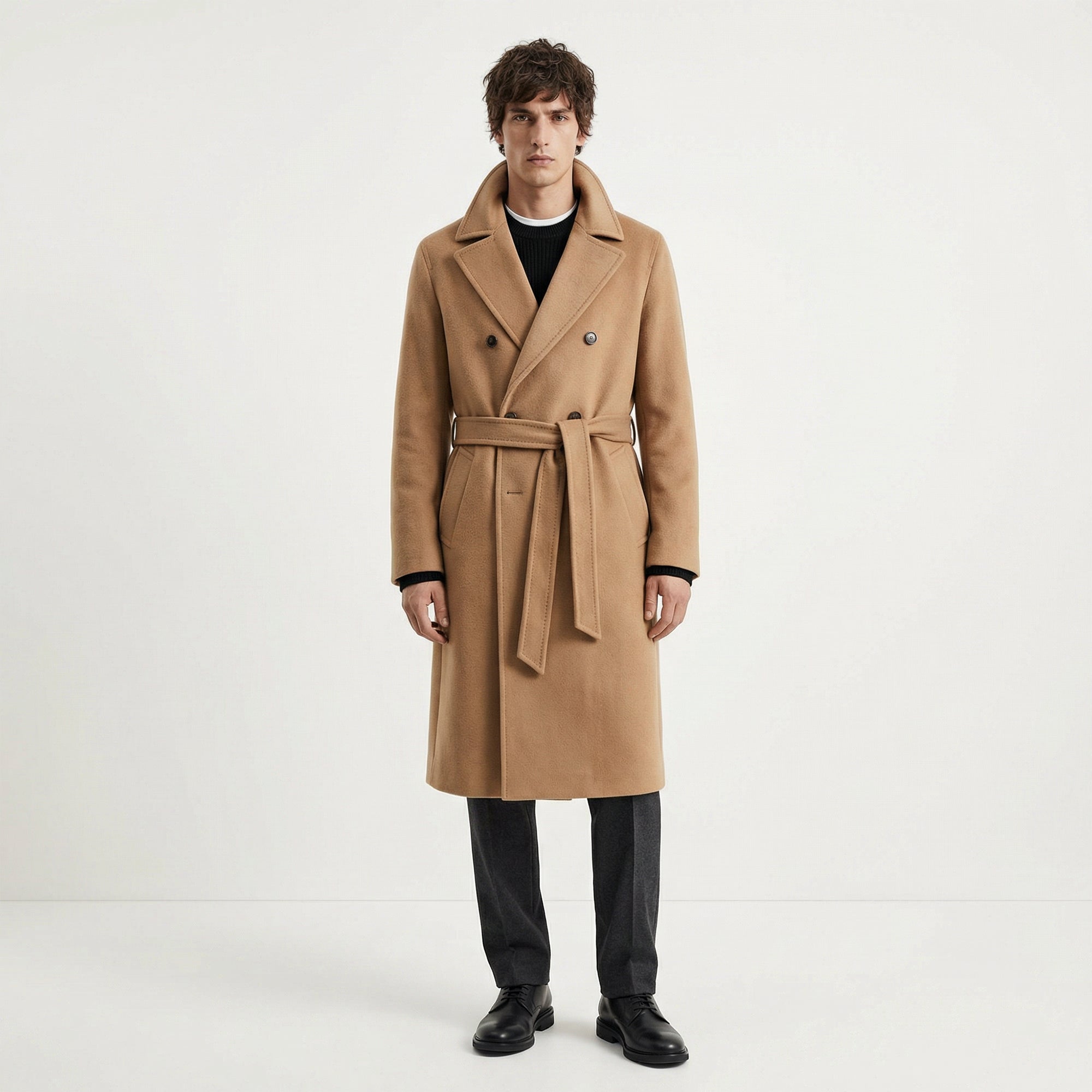 The Savile Camel Belted Coat – 100% Italian Cashmere