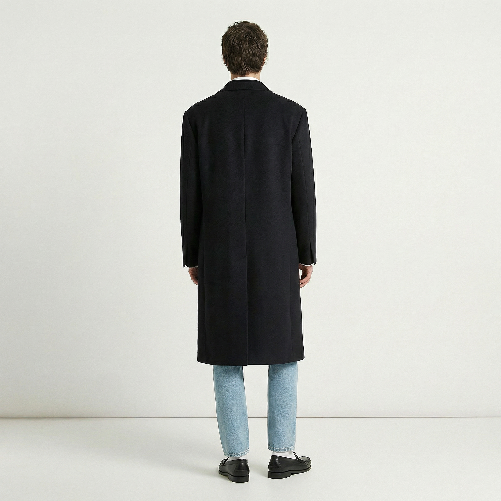 The Visconti | Black 100% Pure Italian Cashmere Double-Breasted Overcoat