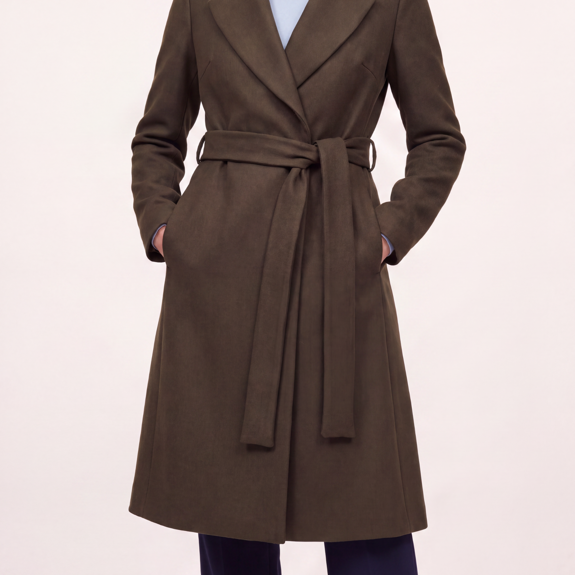 Sutton Wrap Coat Dark Olive - Back