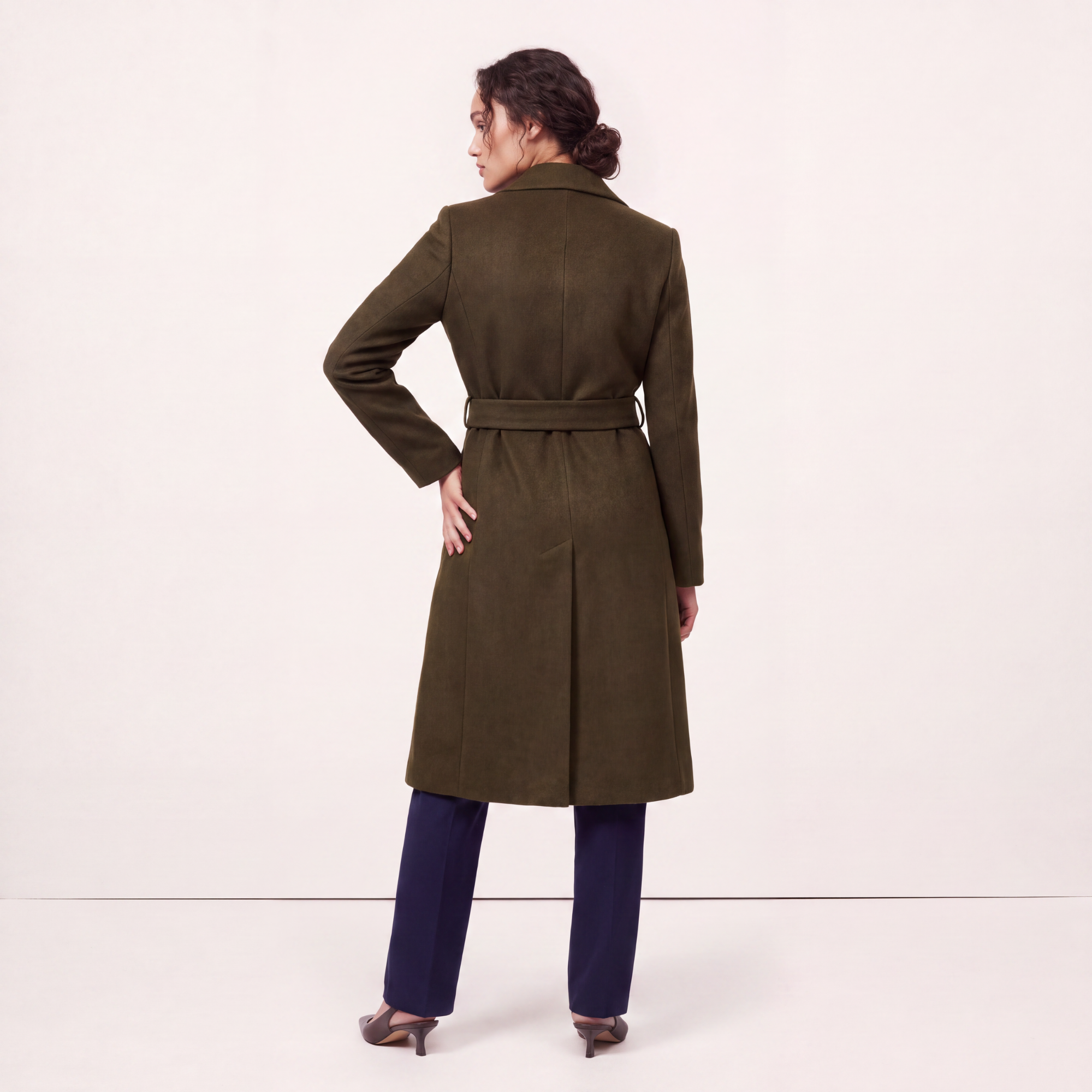 Sutton Wrap Coat Dark Olive - Front