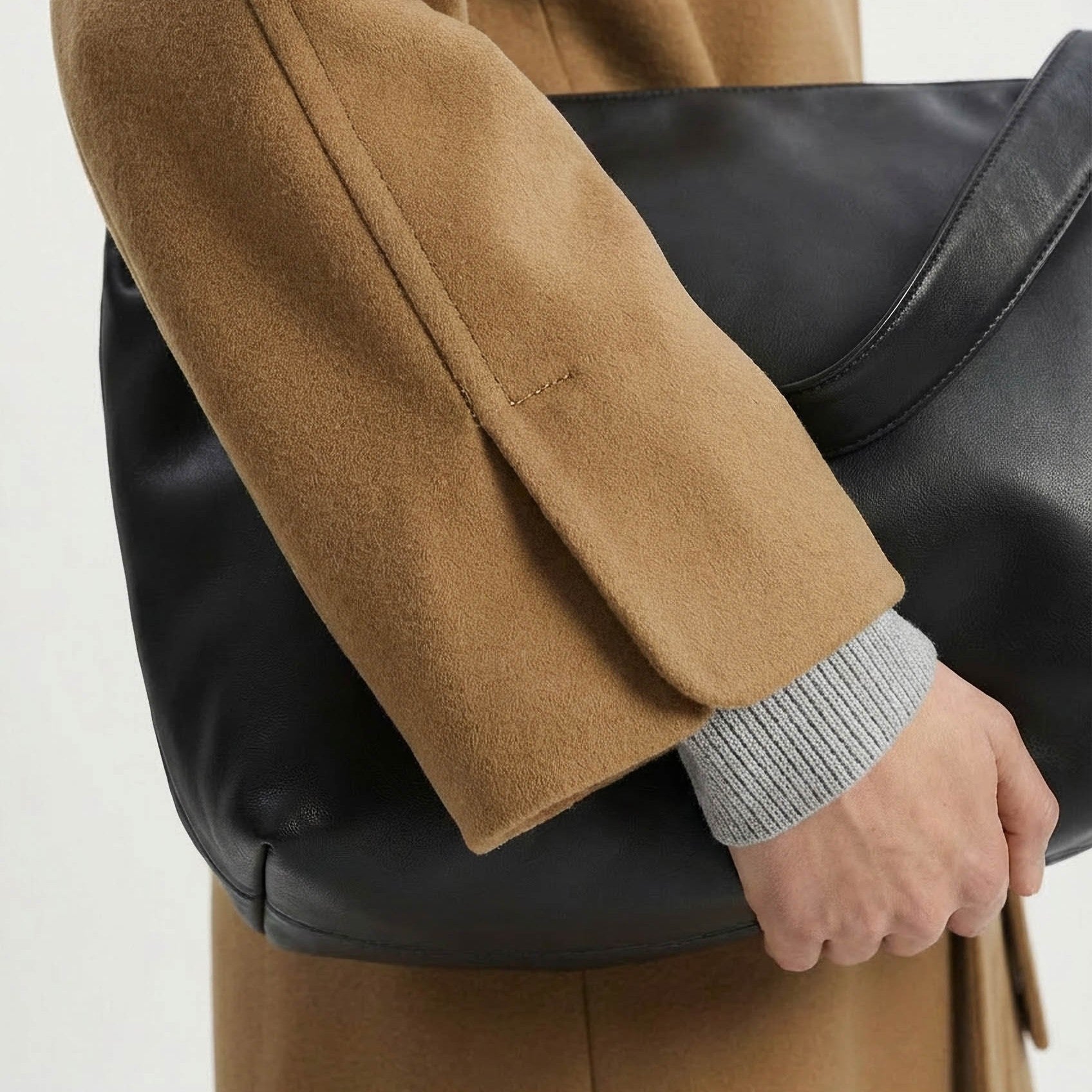 Cricket Cashmere Coat | Luxury Camel Wrap Coat with Stand Collar