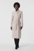 Luxury Belted High-Collar Blend Long Wrap Coat