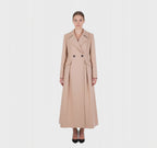 Dramatic Pleated A-Line Maxi Coat in Luxury Wool Blend