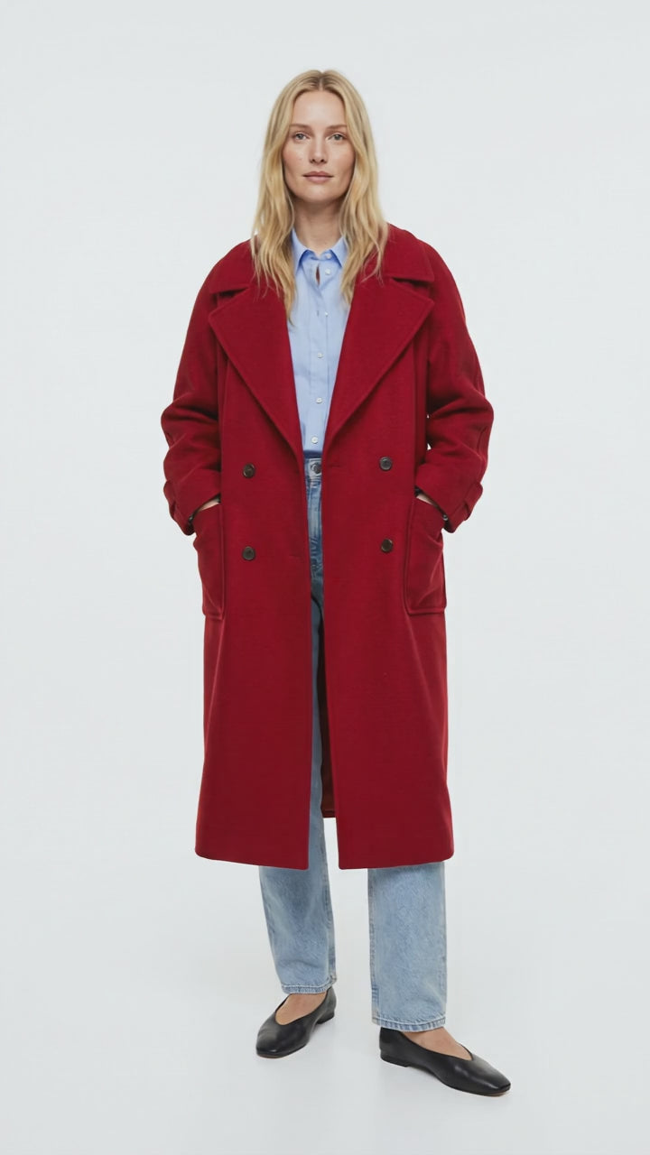 Romantic Scarlet Italian Wool Coat