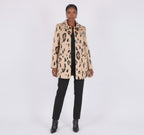 Chic Leopard Print Wool Blend Mini Coat / Structured Jacket