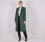 Tailored Emerald Green Double-Breasted Wool Blend Coat